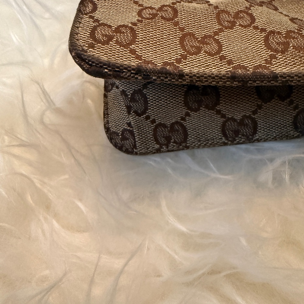 Gucci Beige Brown Monogram Crossbody Bag with Gold Hardware - Picture 8 of 13